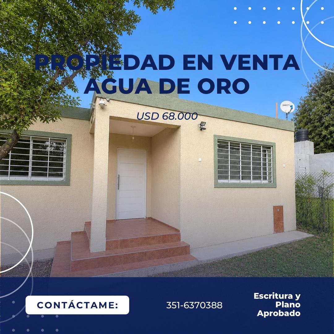 AGUA DE ORO. Casa EN VENTA de dos dormitorios. Escritura y Planos Aprobados